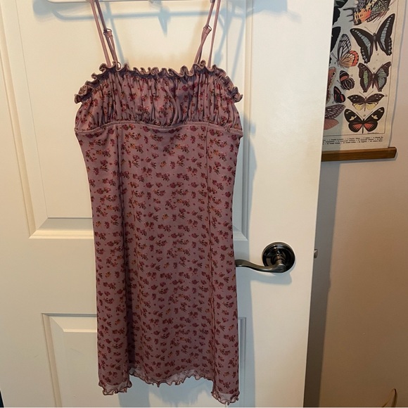 UO Evie Purple Floral Mini Dress rosebud bodycon summer spring flower dress - Picture 11 of 16